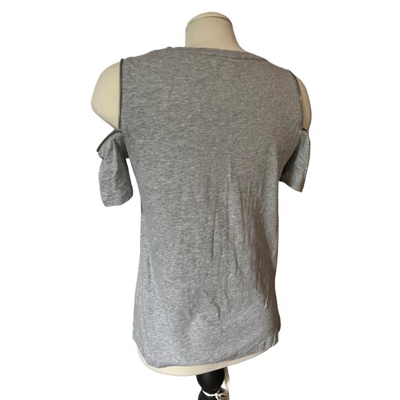 Michael Kors Grey Zipper Sleeve T shirt Blouse Sz Small Soft Basic Casual Shirt - Picture 9 of 9